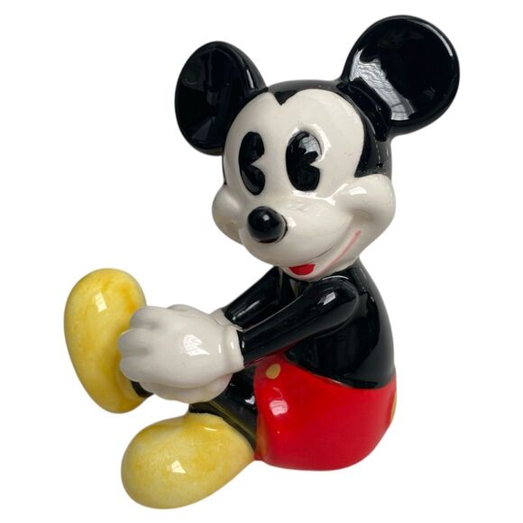 Vintage Disney Malaysia Mickey & Minnie Mouse Sitting Ceramic Figurines Set of 2 - Picture 7 of 11